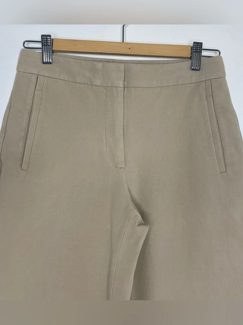Banana Republic Khaki Wide leg Cropped pants Size 2P Neutral Minimalist - Picture 4 of 7